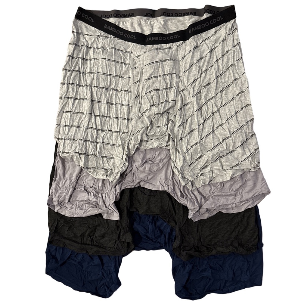 BAMBOO Men's 4 Boxer Briefs - Navy blue, dark and light gray, gray with black